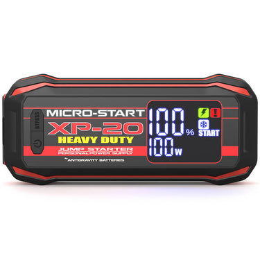 Antigravity XP-20-HD Heavy-duty jump starter with digital display on a white background